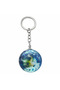Unisex Blue Galaxy Patterned Round Metal Keychain for Women and Men - 2