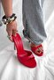 Cinderella Red Patent Leather Round Toe Heeled Women's Slippers - 5