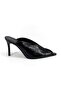 Josua Black Cracked Leather Heeled Women's Slippers - 6