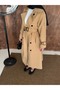 Kruvaze Collar Women's Trench Coat with Removable Belt and Buttons - 5