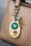 Unisex Metal Keychain Taurus Zodiac Starfish Patterned Cream Women Men