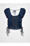 AE Denim Side-Tie Lace-Up Blouse - 5