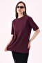 Crep Women's Basic Crew Neck Oversize T-Shirt Plum – 100% Organic Cotton