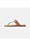 Women's Tan Leather Flip-Flops with Metal Buckle - 3