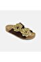 Women's Bitter Brown Straw Flower Detailed Suede Slippers - 7