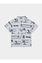 Boys White Graphic Print Polo T-Shirt