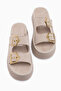 Jenet Beige Suede Double-Strapped Women's Slippers - 5