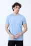 Men's Crew Neck Sleeve Ornament Label 100% Cotton T-Shirt Ice Blue - 26Y 2143 - 7