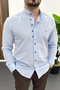 Men's Judge Collar Button Detailed Cotton Shirt Light Blue Edw475