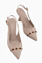 Raina Beige Stone Detailed Women's Heeled Shoes - 5
