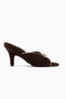 Meri Genuine Leather Brown Suede Heeled Women's Slippers - 2