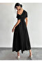 Women's Off-The-Shoulder Short Sleeve Pleated Long Janjan Crepe Dress - 4