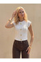 New Product Sleeveless Accessory Detailed Ruffle Fabric Women's Blouse - 3