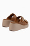 Luna Genuine Leather Tan Double-Strapped Platform Heeled Women's Slippers - 6