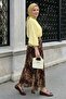 Floral Asymmetrical Crinkle Bitter Brown Skirt - 5