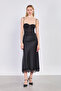 Women's Satin Skirt with Ruffled Hem - Black - 3