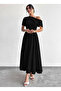 Women's Off-The-Shoulder Short Sleeve Pleated Long Janjan Crepe Dress - 5