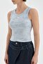 Women's Print Detailed Design Crop Top with Metal Brand Logo on the Front - 6