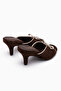 Meri Genuine Leather Brown Suede Heeled Women's Slippers - 7