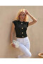 New Product Sleeveless Accessory Detailed Ruffle Fabric Women's Blouse