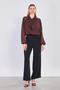 Women's Collared Chiffon Blouse - Bitter Brown - 3