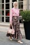 Paisley Pattern Chiffon Satin Skirt Brown - 6