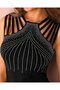 Women's Shoulder Strap Stripe Detailed Stoned Viscose Blouse - 5