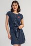 Women's Plus Size Short Sleeve Front Buttoned Navy Blue Nightgown C1T7N3305