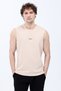 Men's Crew Neck Printed 100% Cotton Sleeveless T-Shirt Beige - 26Y 2752 - 5