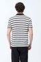 Men's Polo Collar Cotton Striped T-Shirt Black - 26Y 4022 - 7