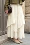 Gathered Layered Cream Voile Skirt