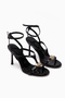 Sweta Black Ankle Strap Buckle Women's Heeled Shoes - 3