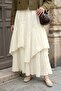 Gathered Layered Cream Voile Skirt - 3