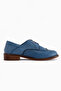 Dena Genuine Leather Blue Lace-Up Brogue Oxford Women's Shoes - 2
