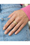 316L Steel Gold Zircon Stone Twist Pattern Ring - 7