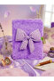 Striped Locked Ribbon Plush Notebook 80 Sheets 21X15 cm
