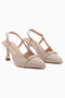 Renita Beige Buckle Women's Heeled Shoes - 4