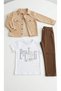 3-Piece Boy's Set Tissue-Filled Shirt-Pants-T-Shirt - 2