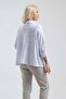Women's White Cord Detailed Oversize Cotton Lycra Shirt - 5
