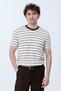 Men's Crew Neck Cotton Striped T-Shirt Brown - 26Y 4039 - 3