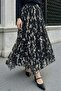 Lined Batik Chiffon Skirt Black - 5