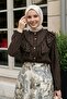 Ruffle Collar Bitter Brown Shirt
