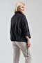 Women's Black Cord Detailed Oversize Cotton Lycra Shirt - 5