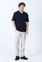 Men's Polo Collar Sleeve Decorated Label Cotton T-Shirt Navy Blue - 26Y 4051 - 3