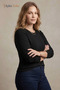 Women's Black Long Sleeve Crew Neck Viscose Bodysuit - 2