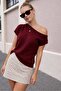 Burgundy Casual Fit Drop Shoulder T-Shirt Mg2814 - 2