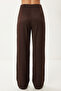 Belted Ribbed Detailed Knitted Trousers Lub0329 Aci Brown - 6