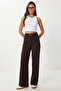 Belted Ribbed Detailed Knitted Trousers Lub0329 Aci Brown - 3