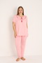 Women's Plus Size Viscose Lace Detailed Short Sleeve Comfortable Fit Pajama Set