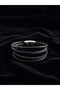Men's Black Multi-Stripe Leather & Steel Clip Combination Bracelet